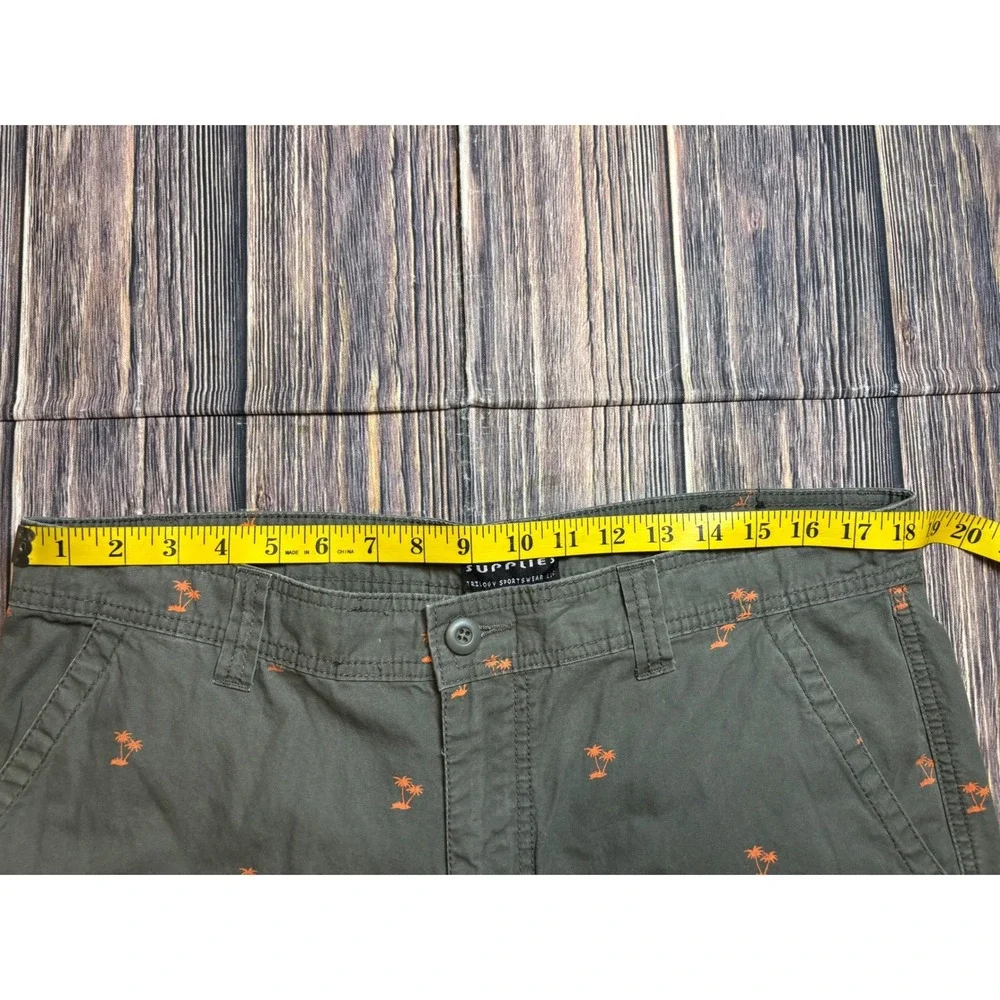 Cargo Supplies Mens Cotton Shorts Size 38 Olive Green Palm Tree Print Tropical